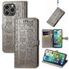 iPhone 16 Flip Leather Case - PU Embossed Cat Dog Design - Compatible with Apple 15