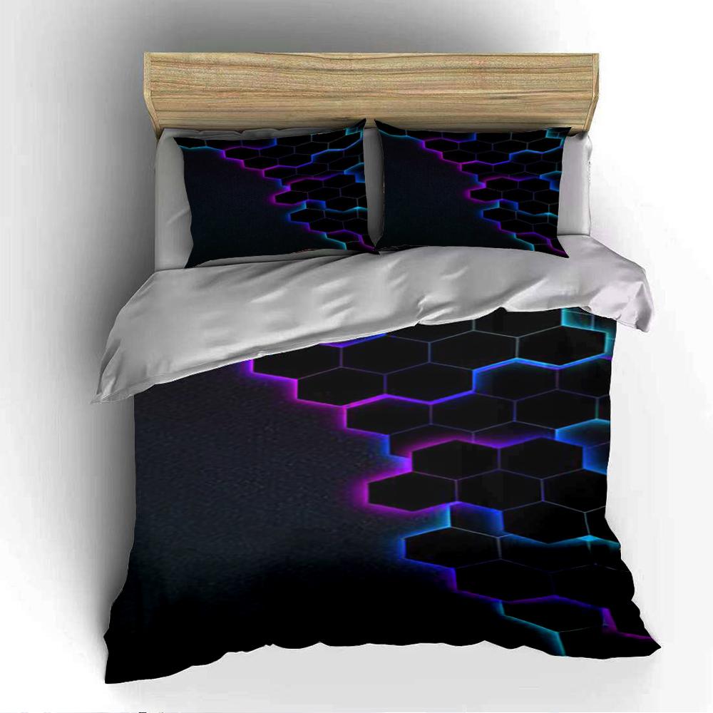 Biancheria da letto con motivo esagonale neon Set biancheria da letto (1 copripiumino, 2 federe, piumino non incluso)