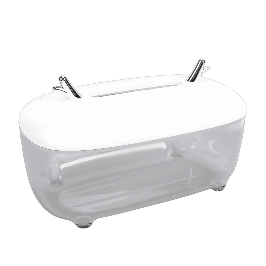 Stilvolle Taschentuchbox-Abdeckung Klar Sicht-Taschentuchbox-Spenderhalter Organizer mit Anti-Rutsch-Boden für Gesichts-Taschentücher Weiß