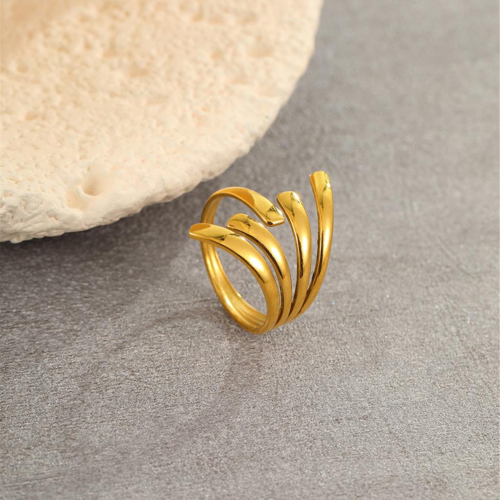 GEMCHIC Women's Geometric Irregular Stainless Steel Rings Gold Plated Fashion Statement Jewelry