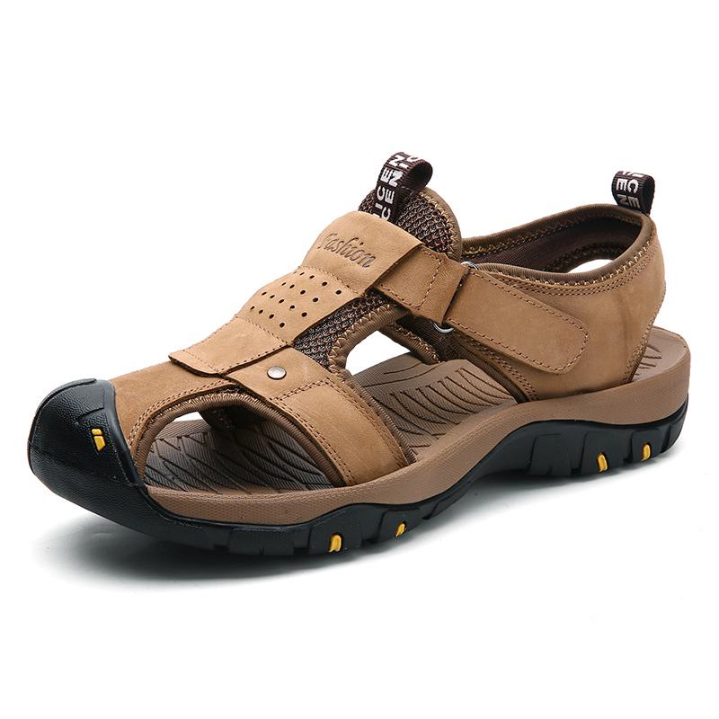 Fashion Genuine Leather Men Sandals 2024 New Summer Men's Outdoor Casual Sandals Slippers Fashion Plus Size Men Walking Shoes Sneakers