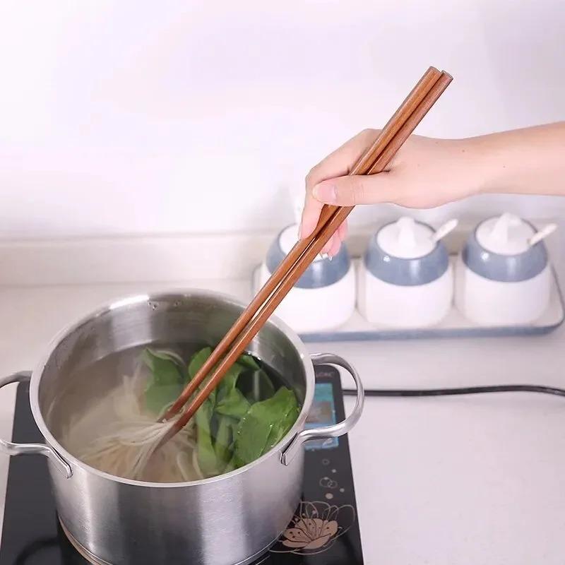 Palitos Longos Madeira Natural Chineses Panela Quente Macarrão Fritura Utensílios de Cozinha Reutilizáveis Duráveis Ferramentas de Cozinha Casa Restaurante