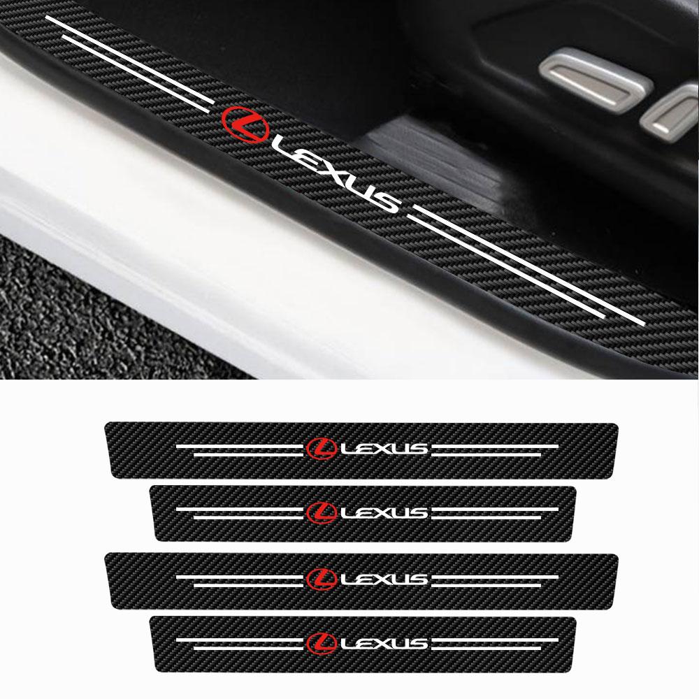 4Pcs Car Door Sill Scuff Plate Decor Carbon Fiber Stickers For Lexus NX IS 250 RX GS UX RX300 RX350 CT200H GX460 ES LX Fsport GX