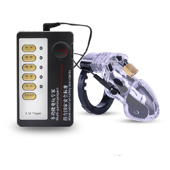 Electric Shock Pulse Men's Plastic Silicone Chastity Lock Alternative Toys Sex Adult Supplies