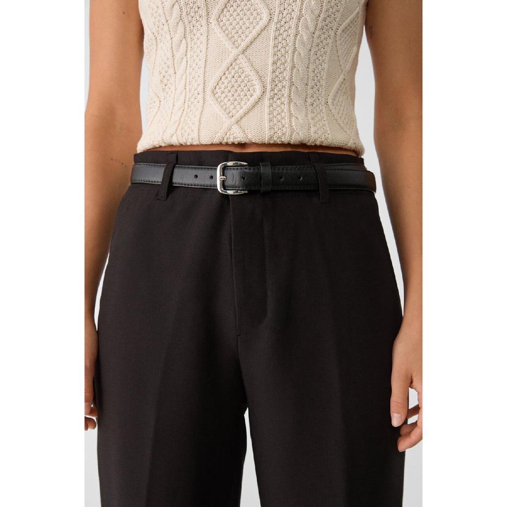 Straight Fit Fabric Pants