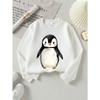 European sizes Girls' Soft Crewneck Sweatshirt, Cute Watercolor Penguin Print, Casual for Fall Winter, Ideal Holiday Present.