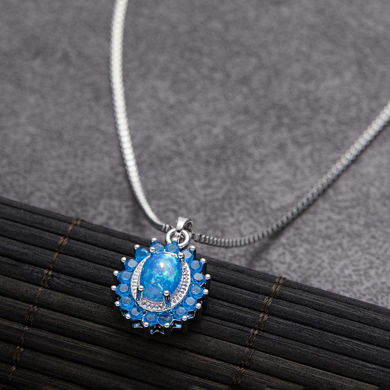 

Роскошная Мода Синий Овальный Подвеска-Ожерелье из Синтетического Циркона Женщинам на День Рождения, Юбилей, Вечеринку, Циркон Подарок