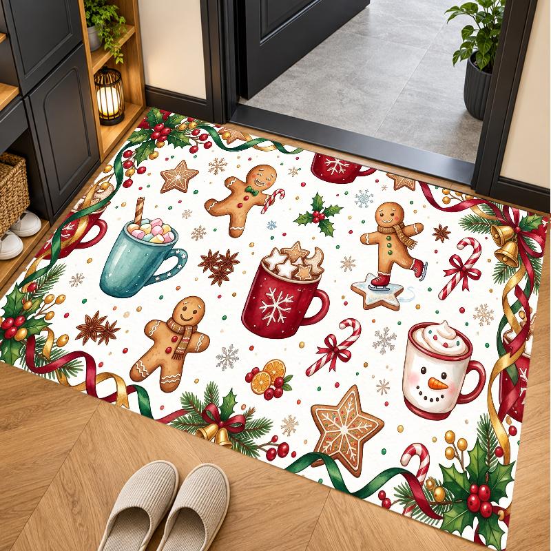 Christmas Theme Floor Carpet, Soft Area Rug, Xmas Indoor Home Holiday Decoration