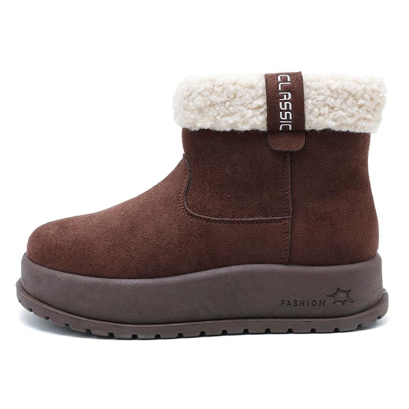 

Женские зимние легкие теплые кожаные меховые ботинки на толстой подошве, на подкладке, нескользящие, износостойкие, повседневные кроссовки, хлопковые ботинки 40 коричневый