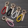 Women's Exquisite Woven Rope Keychain with Anti-lost Number Plate and Leather Strap Pendant