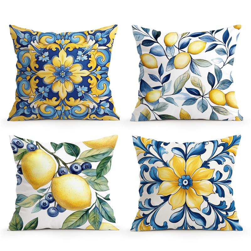 Summer Lemon Pattern Decorative Cushions Pillowcase Polyester Cushion Cover Throw Pillow Sofa Decoration Pillowcover Home Decor