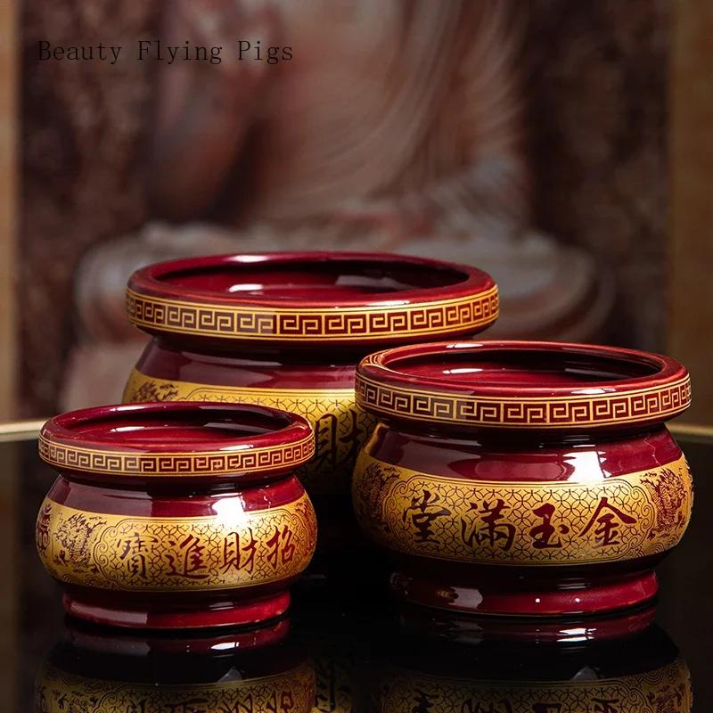 Retro Nostalgia Ceramic Incense Burner Home Furnishing Buddha Hall Offering Guanyin Incense Burner Zen