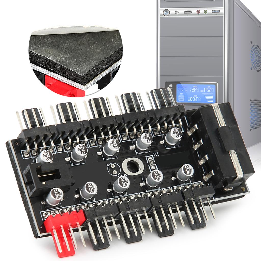 PC Chassis Fan Hub Computer Tempreture Regulator 4pin CPU Cooling Hub for Computer Case With PWM Cable4D Interface