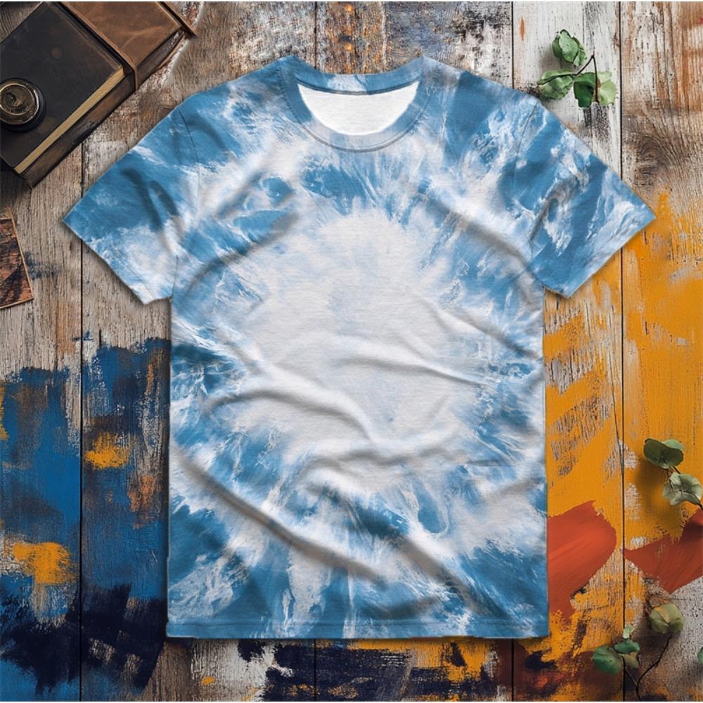 Mode Batikmönster 3D-tryckta T-shirts för män Sommar Enkla Kortärmade Rundhals T-shirts Lös Harajuku Topp