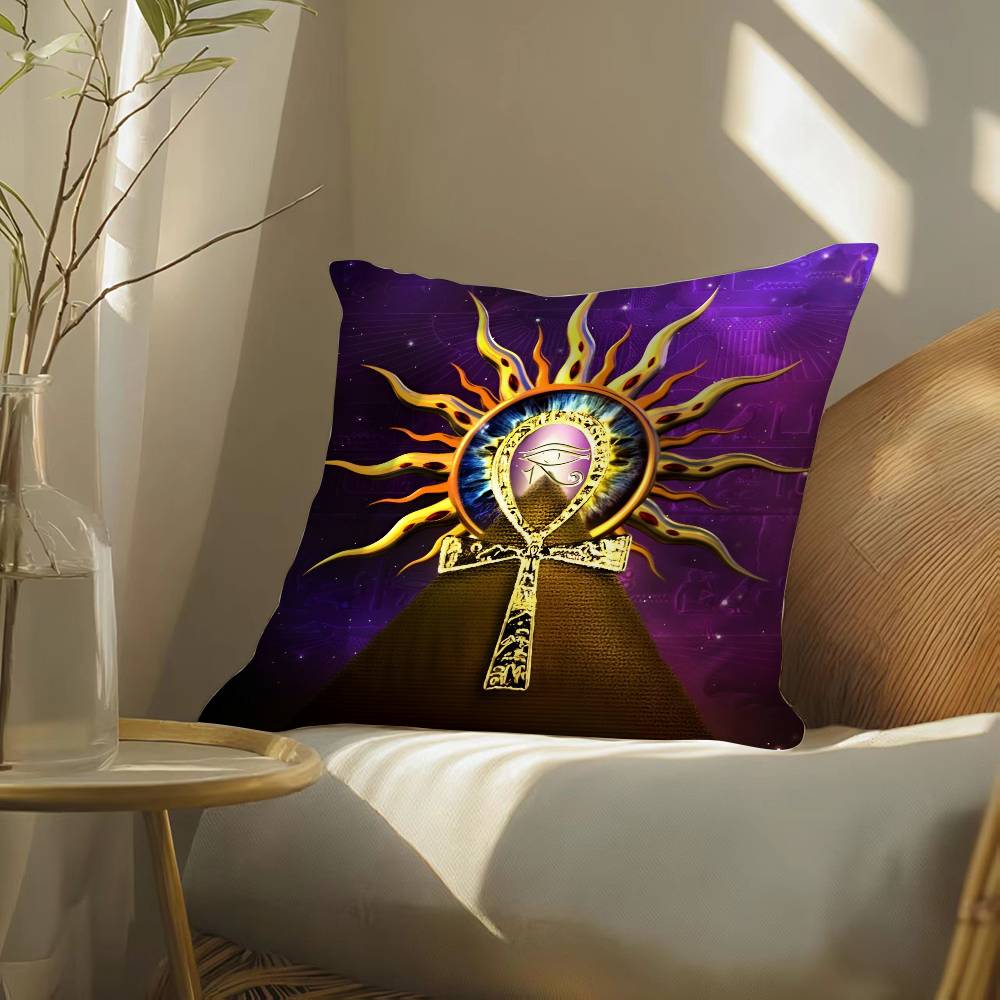 Ancient Ecology Life Talisman Pattern Pillow Case Silky elegant Comfort Sofa Bed  Invisible zipper Beach pillowcase