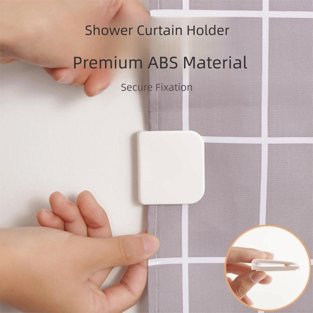 4Pcs Transparent Shower Curtain Clips Windproof Splash Curtain Edge Retainers Self Adhesive ABS Wind Fixed Hook Bathroom