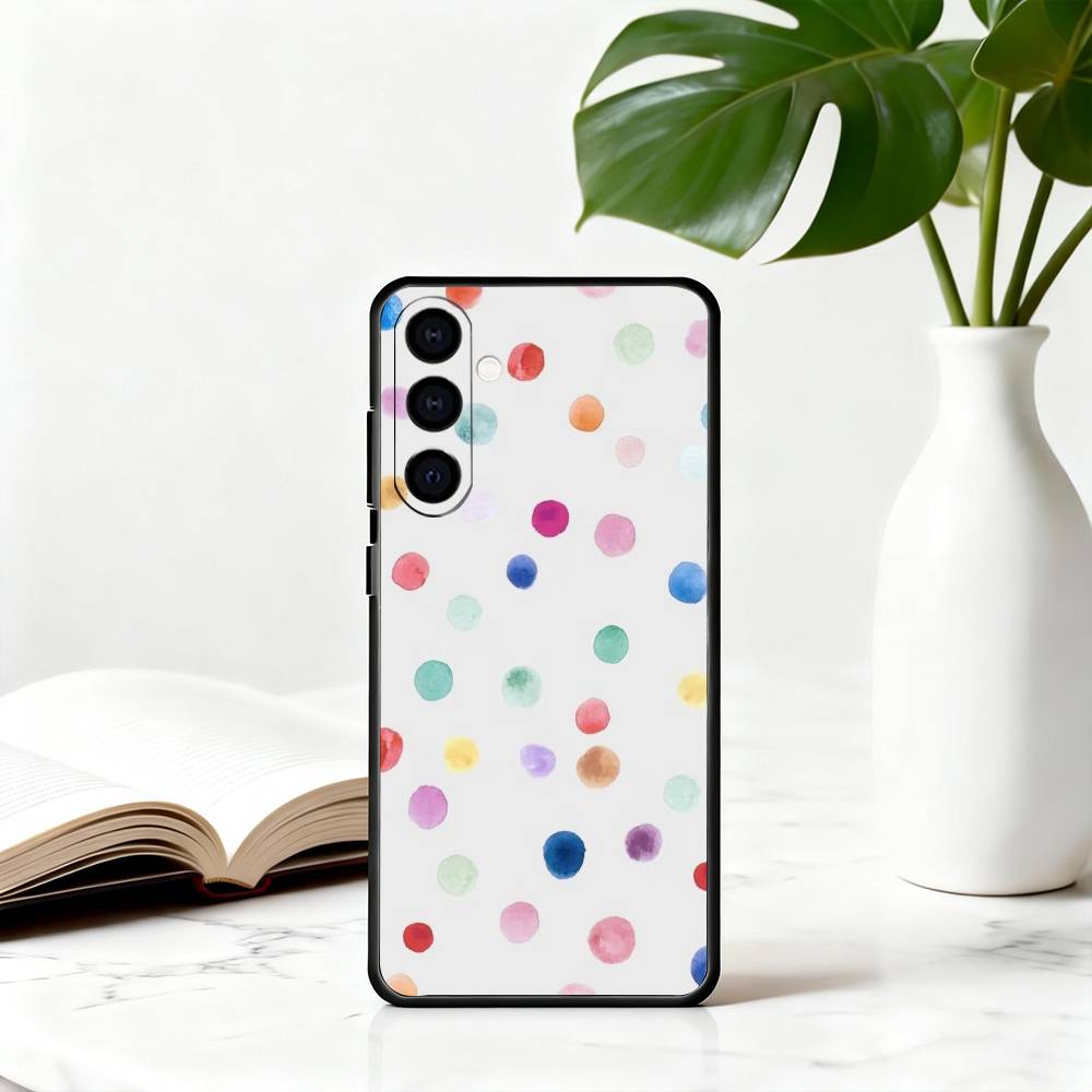 DOT P-Polka Pattern Phone Case For Samsung Galaxy A73,A72,A71,A70,A53,A52,A51,Soft Silicone Black Cover