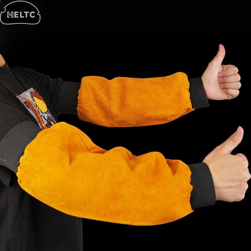 1 Pair Portable Welding Arm Guard PU Leather Welding Sleeves Heat Resistant Flame Retardant Arm Protection For Industrial Work
