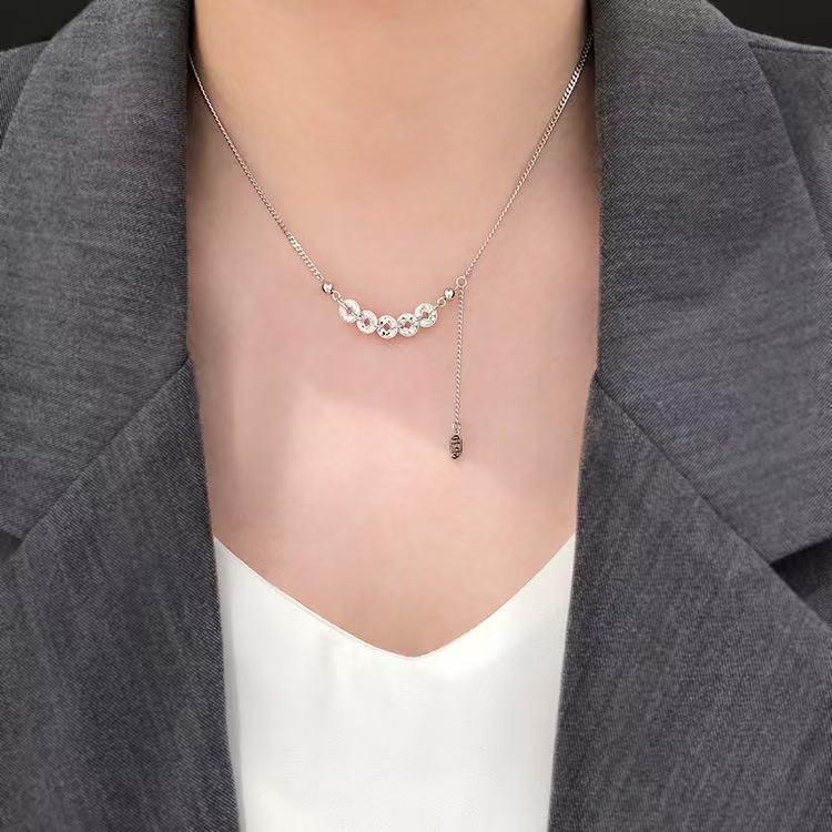 Серебряное колье «Пять монет» со льдом: Простое, Модное, Уникальное, Универсальное и Роскошное для Женщин.