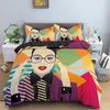 Cartoon Girls Duvet Cover Cute Lipstick Fashion Theme for Women Gifts for Bedroom Decorations with Pillowcase Queen King Size