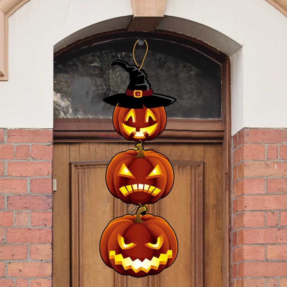 Garden Pumpkin Door Hanging Door Curtain Pumpkin Door Link Halloween Atmosphere Decoration Black Cat Pendant Custom Batch