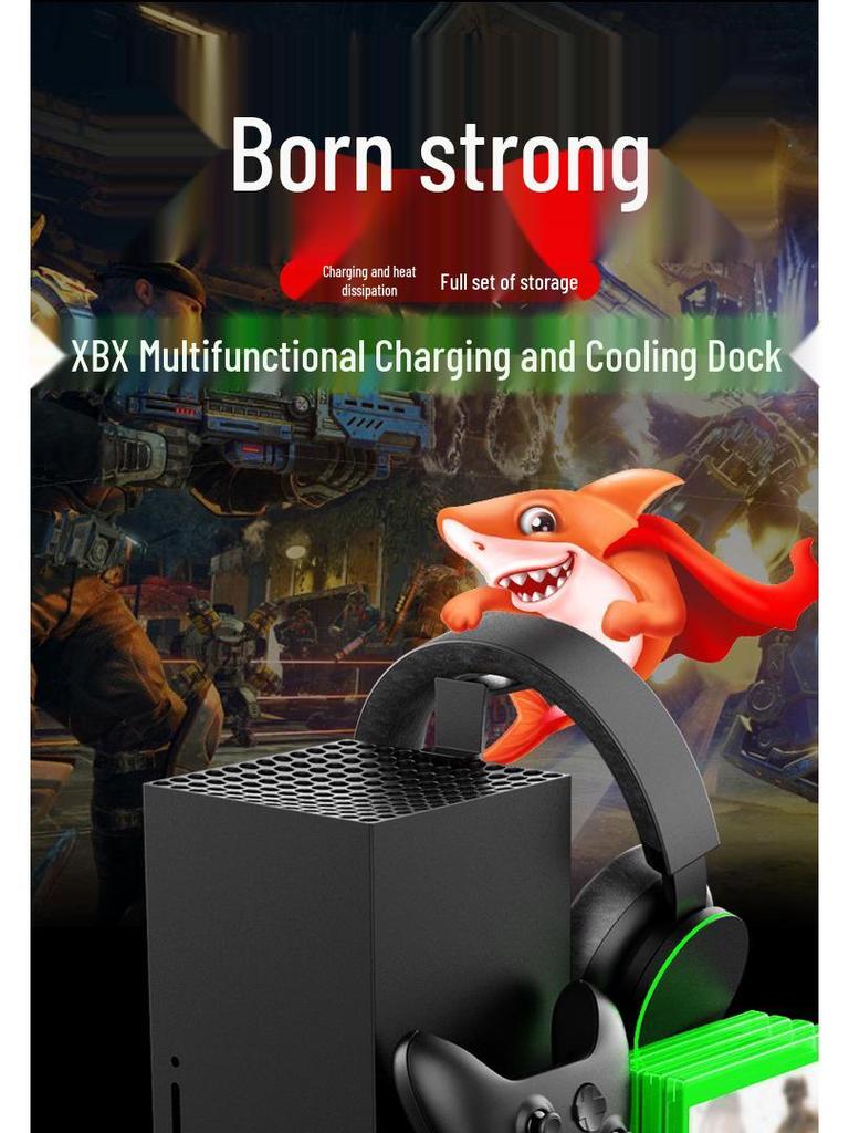 Xbox Series X Kühlbasis mit Ladegerät, Kopfhörerständer & Kartenaufbewahrung