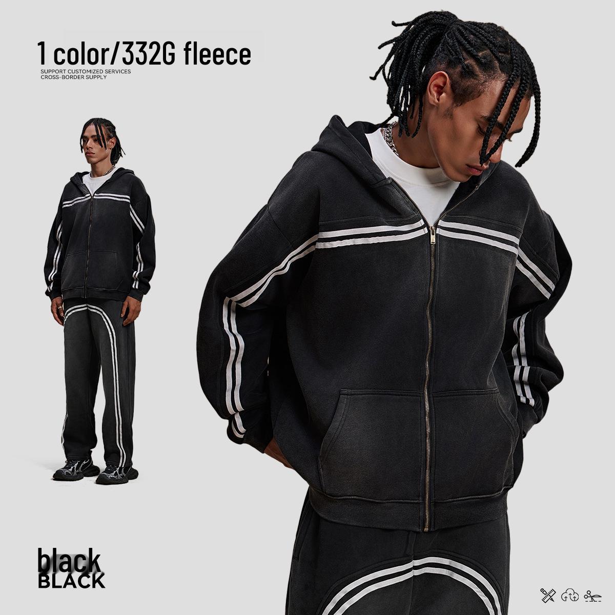 

Men s Retro Heavyweight Fleece Hoodie - Autumn/Winter Casual Sports Jacket M