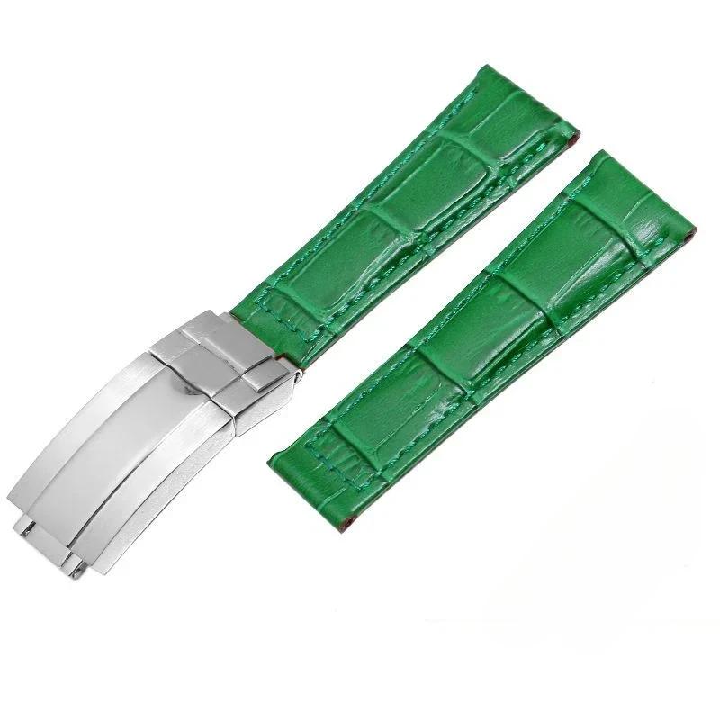Crocodile Pattern Genuine Leather Watchbands 20mm for  Watch Strap Daytona Submariner  Bracelet Folding Buckle