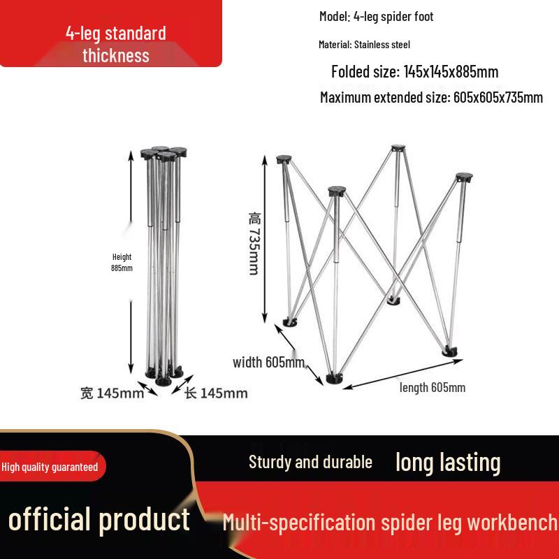 Spider Leg Foldable Multifunctional Woodworking Table with Stainless Steel Stand
