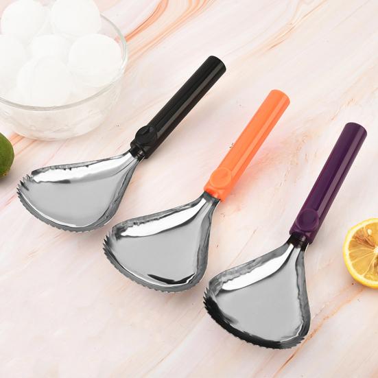 Lžíce na smoothie Nerezová lžíce na zmrzlinu Servírovací nástroj se zoubkovaným designem hlavy Snadný úchop Dezertní naběračka Kuchyňské náčiní