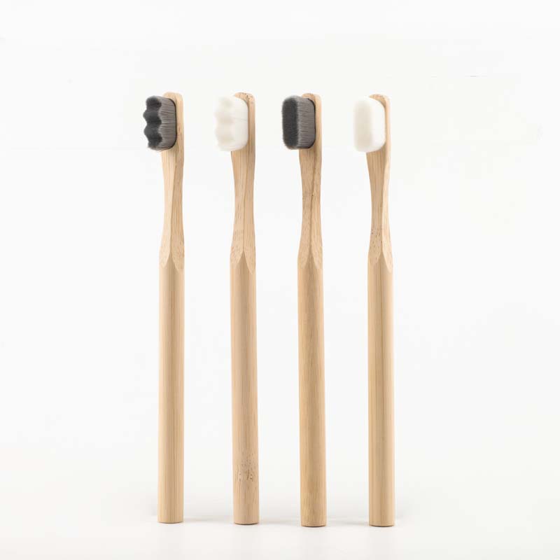 Custom and Stock Options 12000 Ultra Soft Nano Bristles Biodegradable Round Handle Bamboo Toothbrush Nano Toothbrush