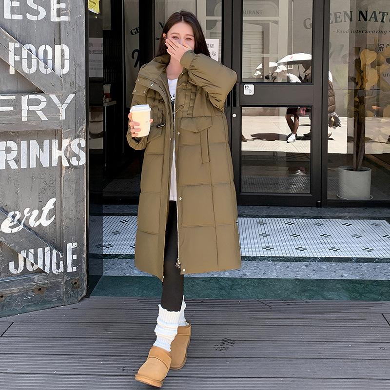 Horn Button Cotton Jacket Women's Mid-length Winter Thickened and Non-bloated Down Padded Jacket 2025 New Cotton Jacket