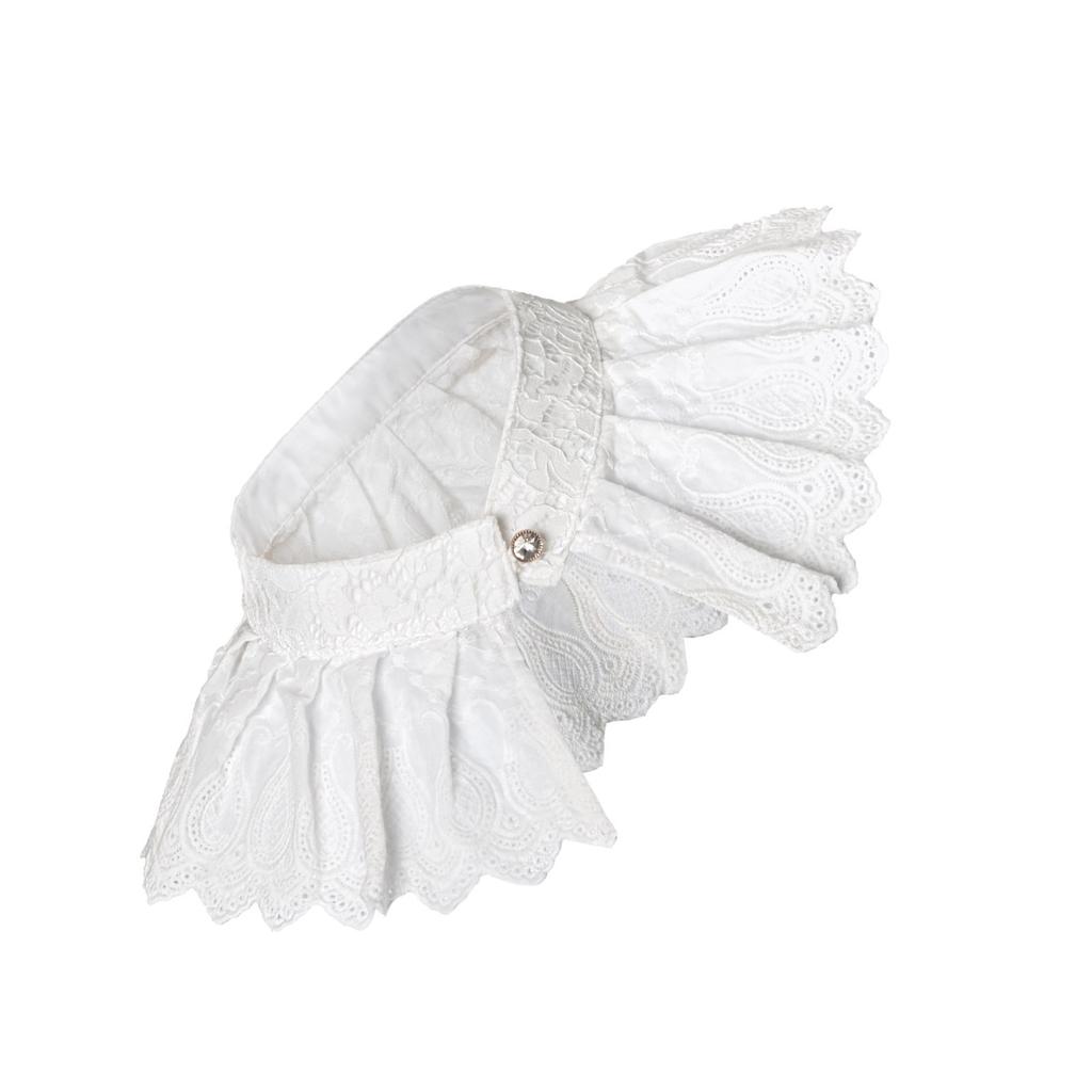 Multiuse Ruffled Collar Vintage Victorian Costume False Collar Cosplay Dressingup Accessory Removable Collar for Daily