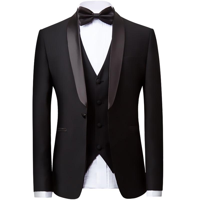 Men's Slim Fit Korean Tuxedo Suit for Wedding, Host, Photography