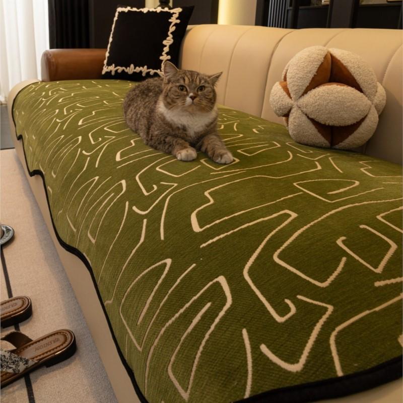 Summer Chenille Black White Sofa Cushion Covers Non-Slip All-Season Irregular Straight Fit Elegant Home Decor Slip-Resistant