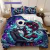 1PC The Nightmare Before Christmas Pattern Bedding Quilt Set Quilt Cover Pillowcase Home Decoration (1 * Duvet Cover + 2 * Pillowcase, Without Core)
