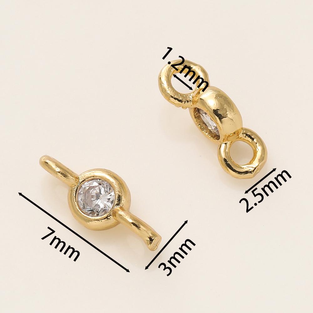10Pcs 14/18K Gold Color Plated 2 Holes with Zircon Connect Charms Pendants for DIY Bracelet Necklace Jewelry Making Accessories