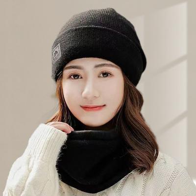 2 Teile/satz Dame Winter Beanie Schal Sert Gestrickte Elastische Ohr Schutz Brimless Winddicht