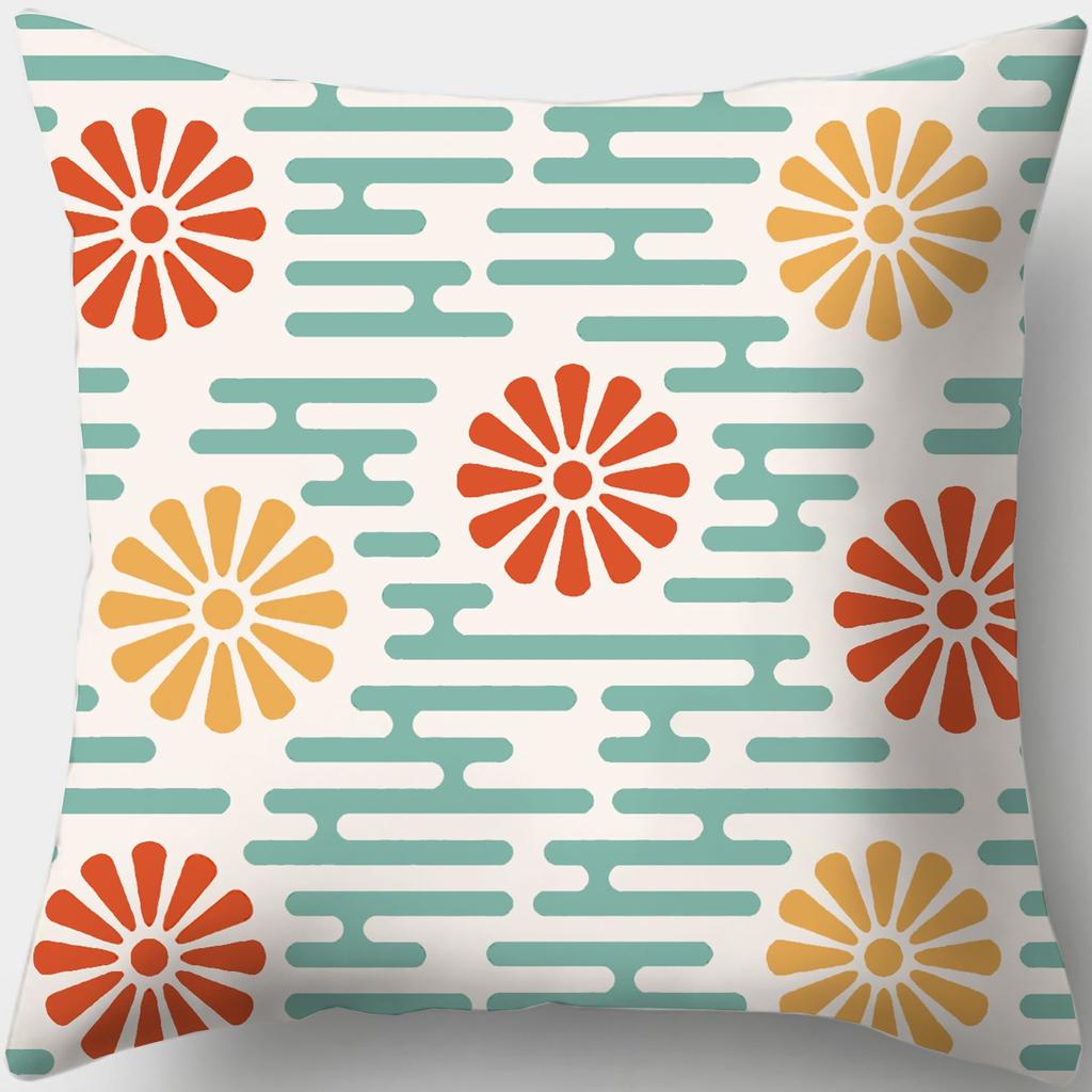 Lunch Break Sleeping Pillow, Bedroom Bedside Pillow Cushion, Geometric Pattern Floral Pillow Case, Desk Car Pillow
