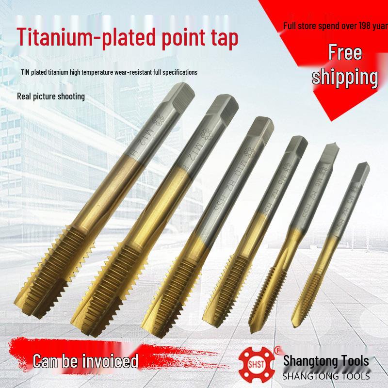 Upper Thread Ti-Plated Tip Tap: Coated Machine Tap for Through-Hole Screw, Bottom Cutting, Sizes M3-M12. Ti-plated tip M5x0.8