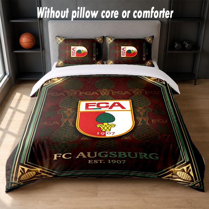 FC Augsburg FC Design Bett Bettwäsche-Set 1 Bettbezug + 2 Kissenbezüge Weich Atmungsaktiv Haushalt Bettwäsche