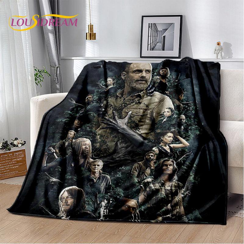 The Walking Dead Korku Yumuşak Peluş Battaniye, Flanel Battaniye Atmak Battaniye Oturma Odası Yatak Odası Yatak Kanepe Piknik Örtüsü Bettdecke