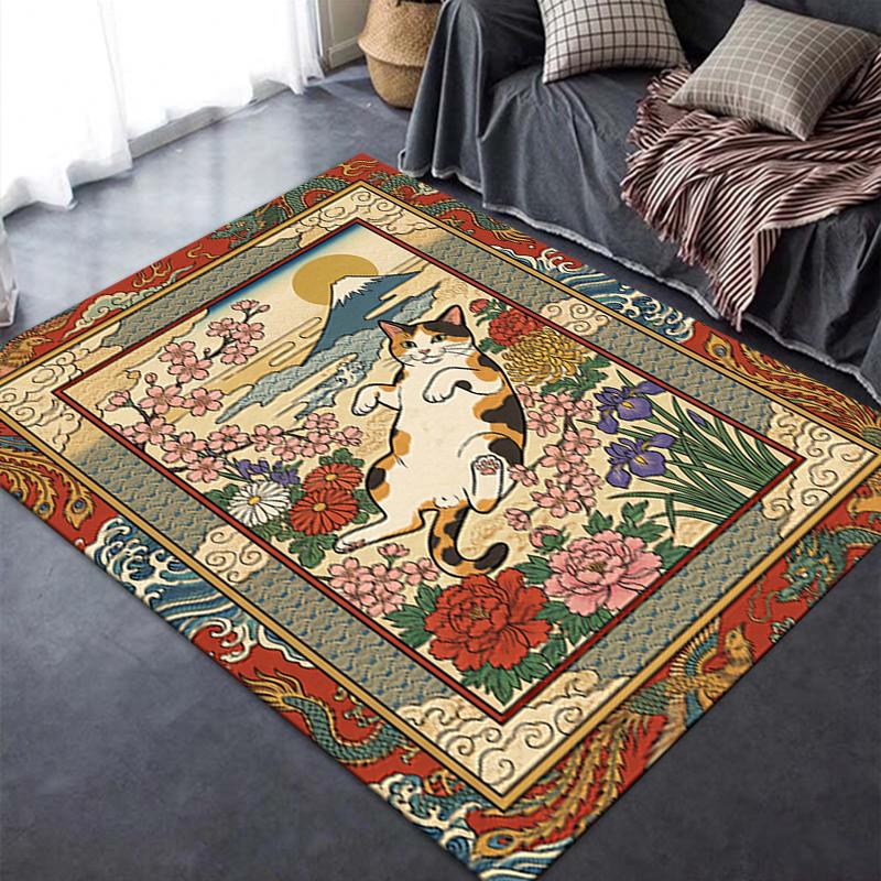 2025 New Cat Flower Carpet Rug for Living Room Bedroom Home Sofa Decoration,Kids play Non-slip Floor Mat42