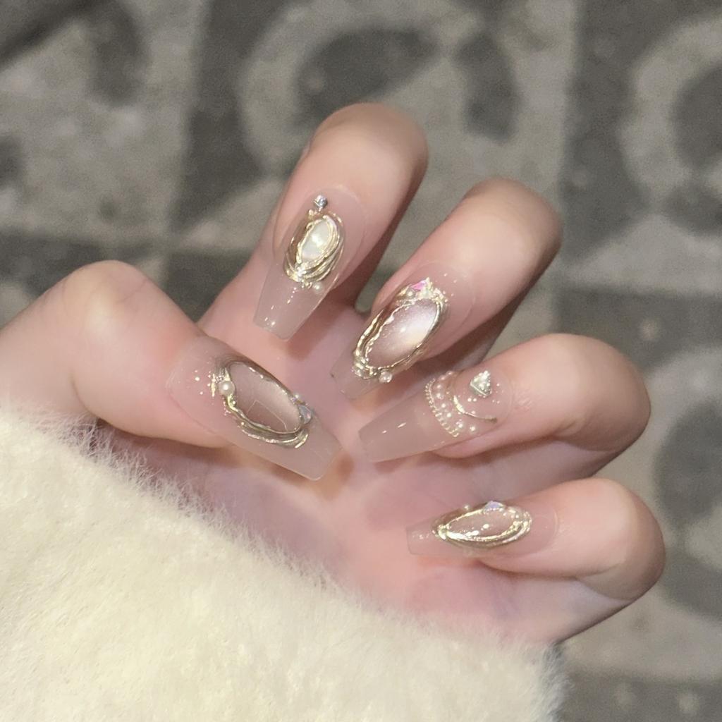 Rüstung tragen mit High-End Handgefertigten Lichtfangenden Katzenaugen Muschel Magischem Spiegel Maniküre Abnehmbare Falsche Nägel