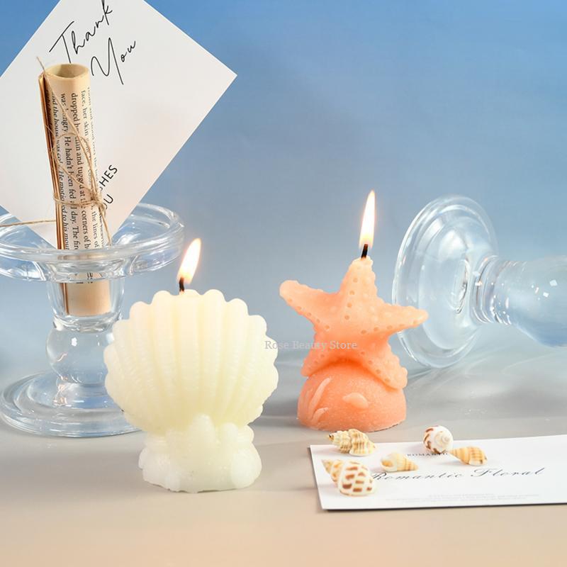 Shell Candle Mold Diy Aromatherapy Starfish Silicone Mold Home Decoration Marine Craft Products DIY Ring Display Stand Molds