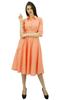 Bimba Women's 3 4 Sleeve Linen Collar Neck Solid Flared Shirt Dress with Side