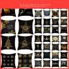Luxurious 18" Merry Christmas Cushion Cover In Black And Gold For Festive Home Decor