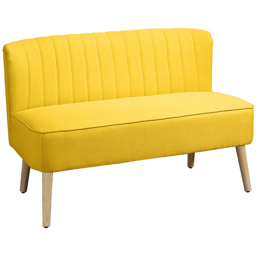2-Seater Sofa, Soft Upholstery, Easy-Care Cover, up to 220 kg, 117 x 56.5 x 77 cm, Yellow