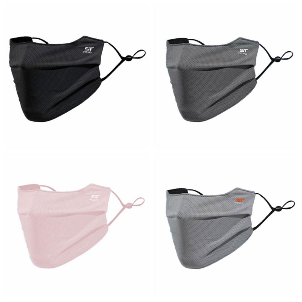 Solid Color Ice Silk Face Mask UV Protection Anti-uv Face Cover Thin Sunscreen Veil  Running