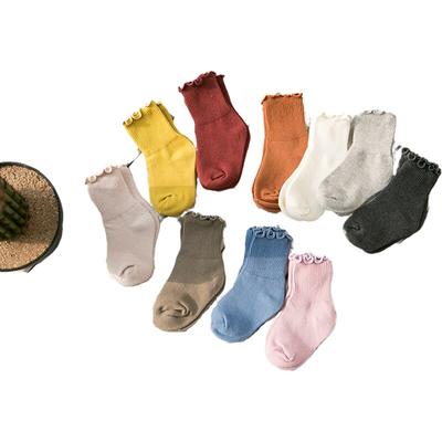 Autumn Baby Girls Boys Solid White Soft Cotton Socks Toddlers Kids Ruffle Princess Stockings for 1-10Y Newborn Children Infant